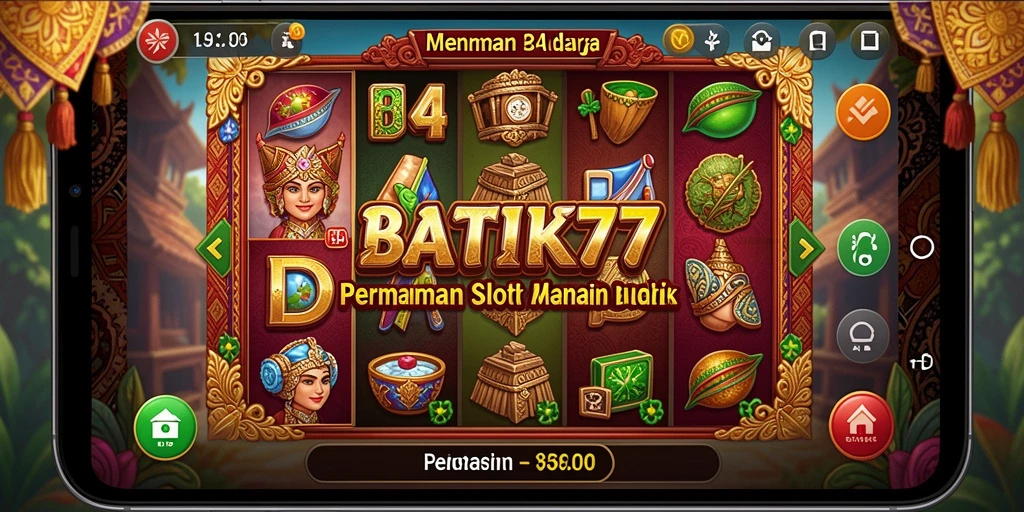 Tangkapan layar gameplay BATIK77 yang menampilkan simbol dan fitur Slot.