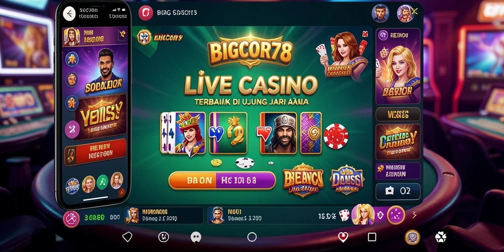Screenshot gameplay <strong>BIGCOR78</strong> menampilkan dealer profesional dan suasana kasino yang hidup.