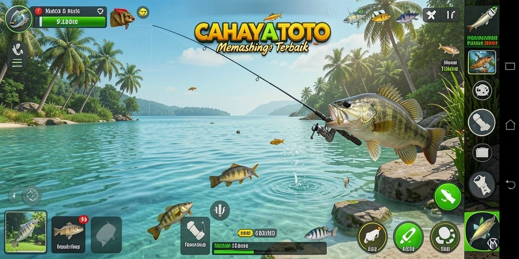 Tampilan gameplay CAHAYATOTO yang memukau dalam aksi memancing.