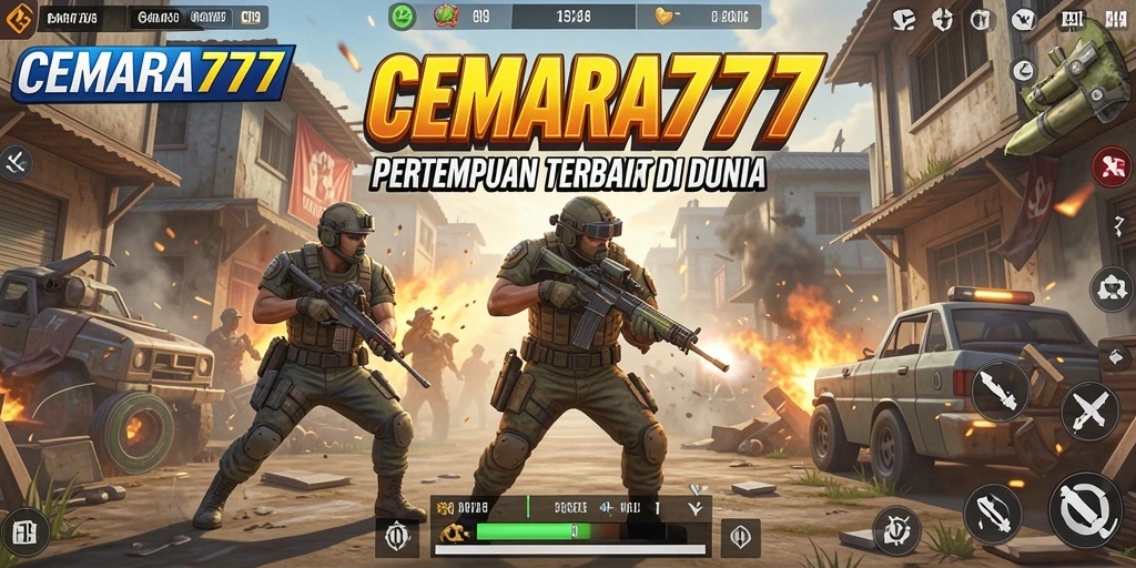 Screenshot gameplay CEMARA777 dengan aksi menegangkan di arena pertempuran.