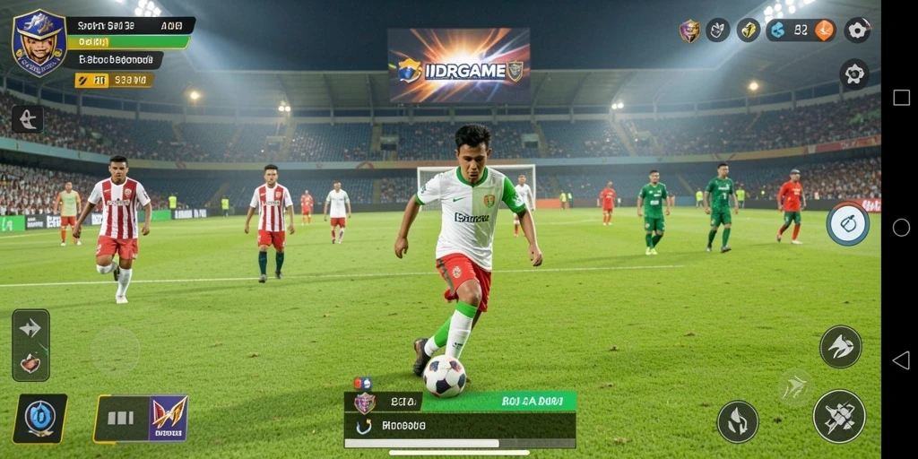 Tangkapan layar gameplay <strong>IDRGAME</strong> yang menarik dengan aksi sepak bola yang seru.