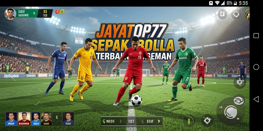 Tampilan gameplay seru di JAYATOP77 yang memperlihatkan duel bola.