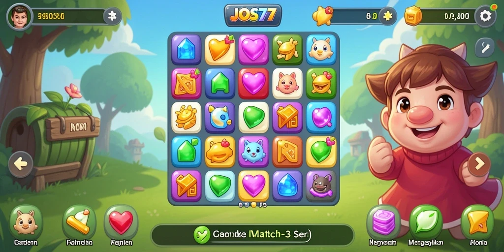 Screenshot gameplay JOS77 yang menampilkan tantangan seru Match-3.