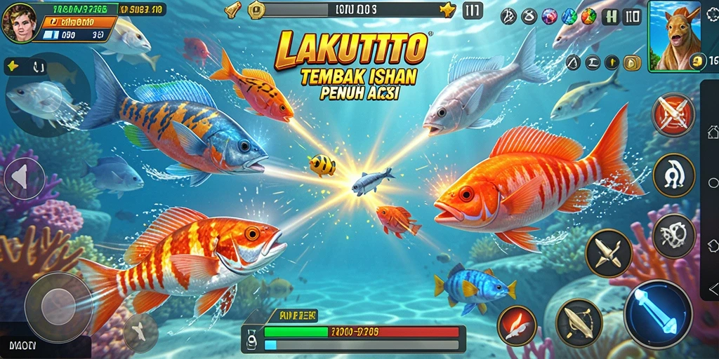 Gameplay seru LAKUTOTO menampilkan aksi tembak ikan yang menegangkan.