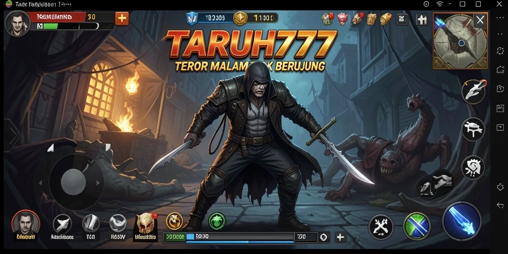 Tampilan gameplay TARUH777 dengan suasana menyeramkan dan menegangkan.